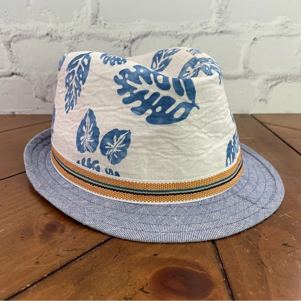 Fore!! Axel & Hudson White and Blue Leaf Fedora Hat S/M